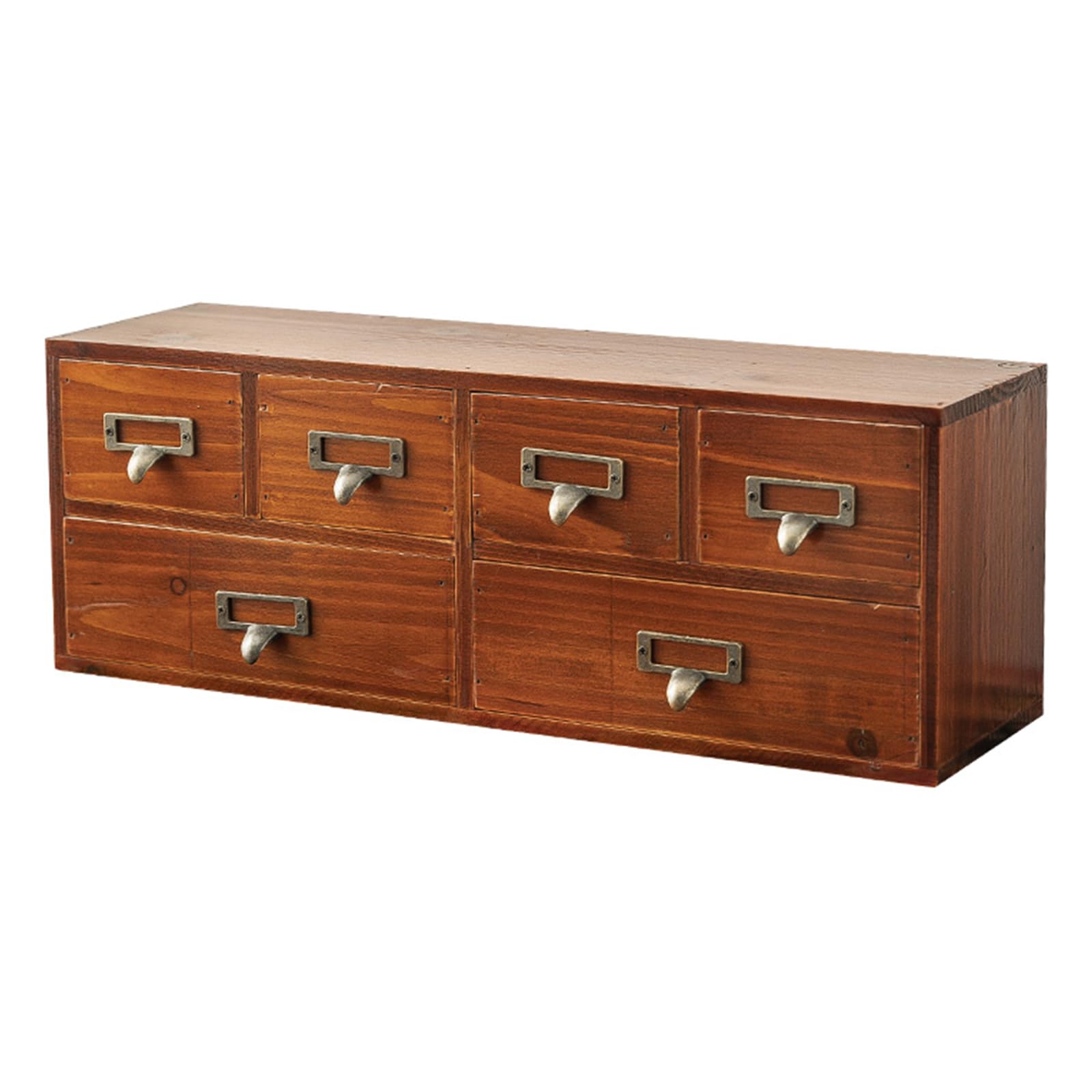 MESCXTY Wooden Desk Drawer Organizer, Classic Vintage Organizer for Tabletop, Wood Storage Box, Desktop Organizing Cabinet with Drawers Office Study Table(6-Drawer, Brown)