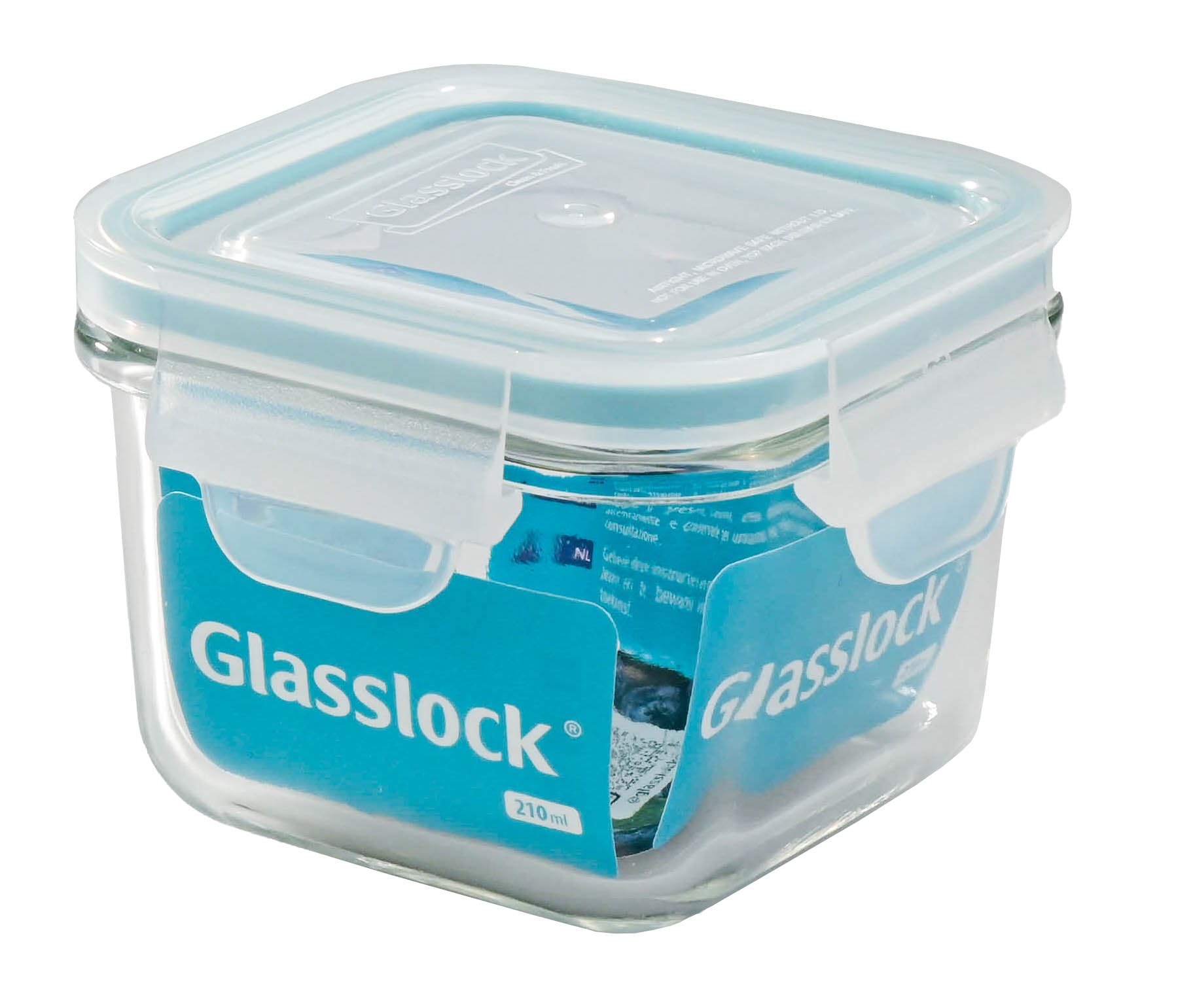Glasslock Square Food Storage Container (Capacity/Height/Width/Length/Height with Lid: 210 ml / 6.5 cm / 8.5 cm / 8.5 cm)