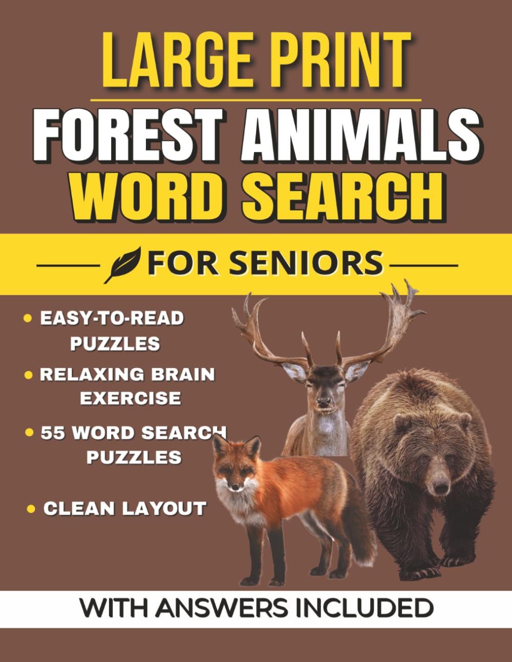 Large Print Forest Animal Word Search for Seniors: Easy-to-Read Puzzles Featuring Wildlife and Nature | Relaxing Brain Games | 8.5x11 Inches, 112 pages | Solutions Included