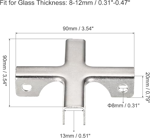 Miniatura 2 de HARFINGTON Clip de fijación de vidrio 2 piezas para 0315-0472in de vidrio en forma de cruz con soporte de fijación reforzado abrazadera de clip