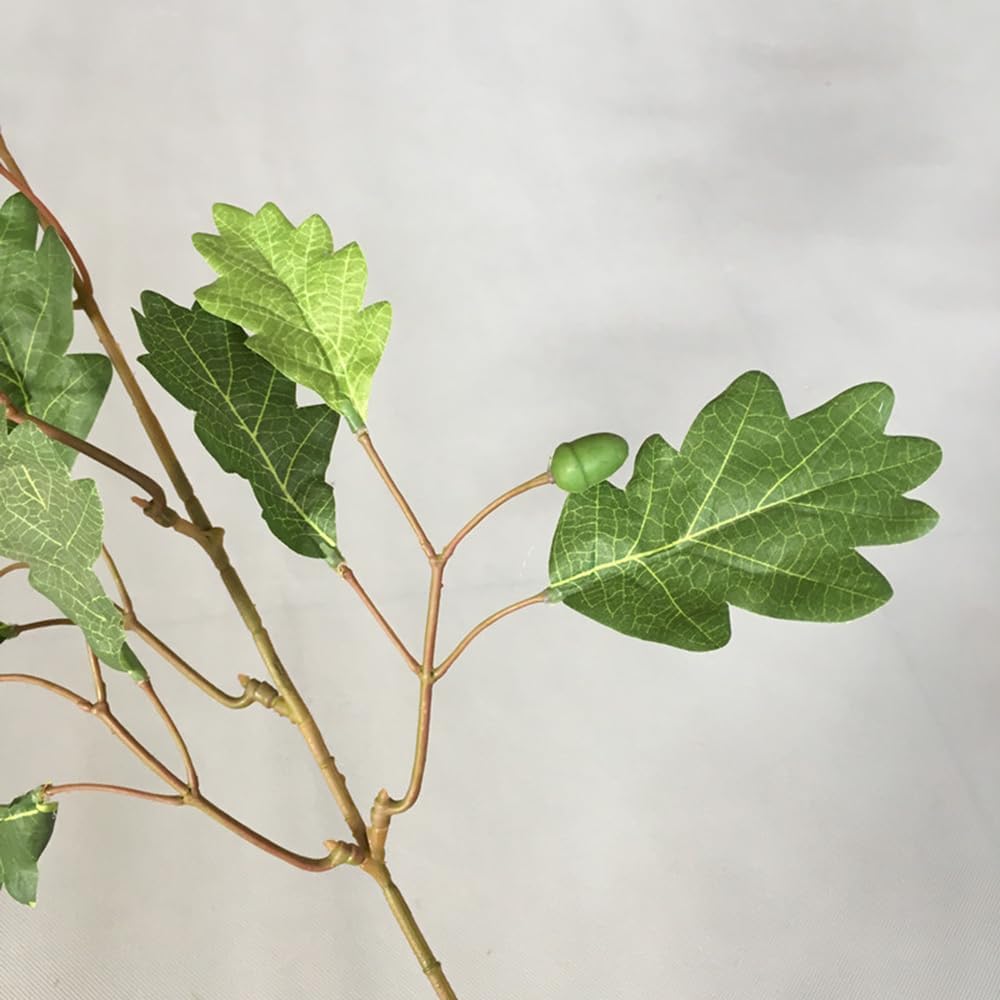 4Pcs Artificial Oak Tree Leaf Stems with Fruits Faux Oak Tree Branches Green Plant for Greenery Home Kitchen Table Centerpieces Festival Decor (Green) - Image 5