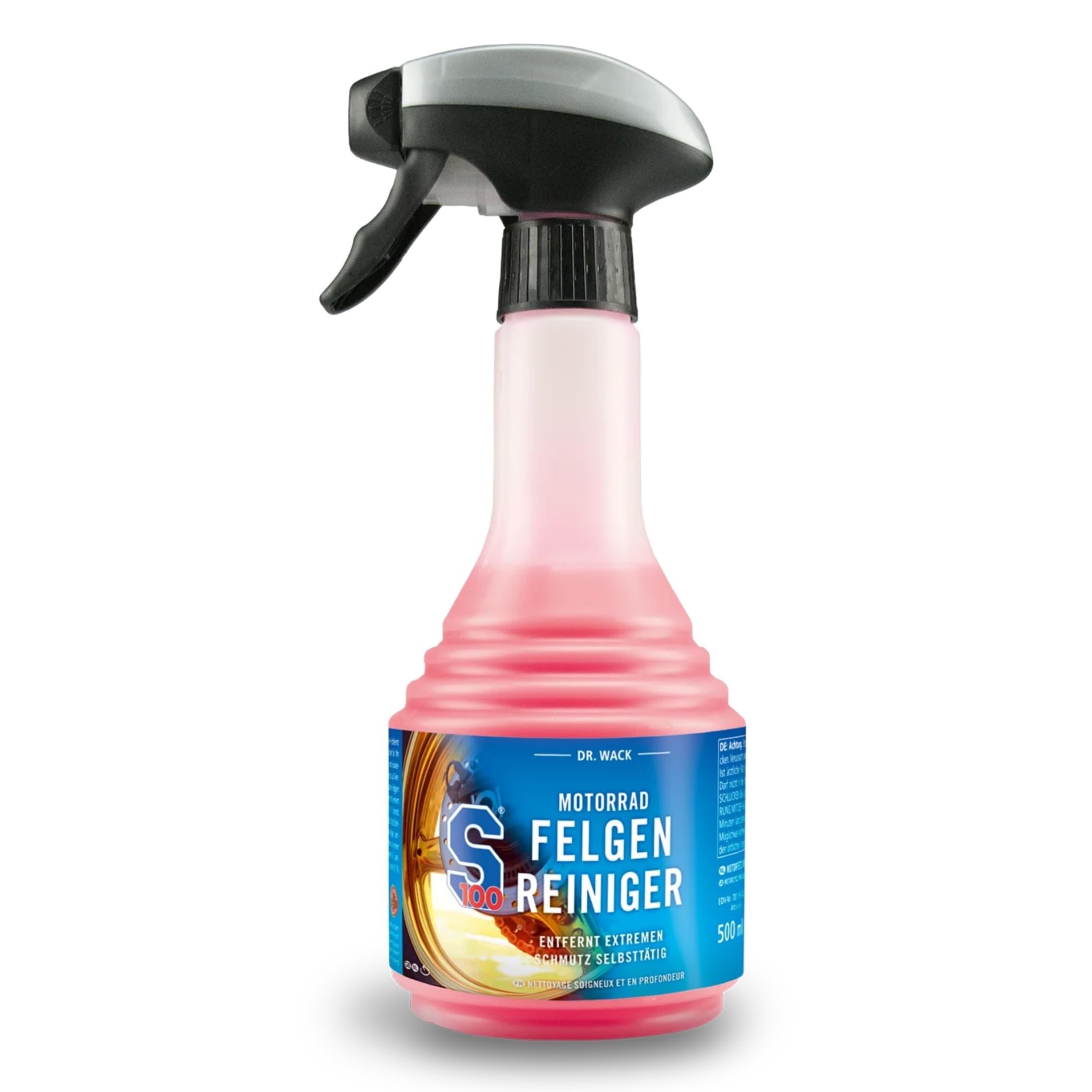 DR. WACK - S100 Motorrad Felgenreiniger 500 ml - Felgen Spray mit Gel-Formel - Effektive & schonende Reinigung - Kettenfett Entferner - sehr ergiebig & säurefrei - Hochwertige Motorradpflege