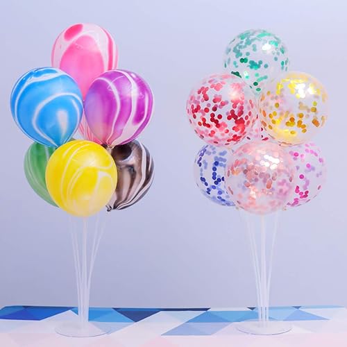 Miniatura 3 de Juego de 4 juegos de soportes para globos, soporte de globo transparente reutilizable con base para globos, soporte de suelo para fiesta de