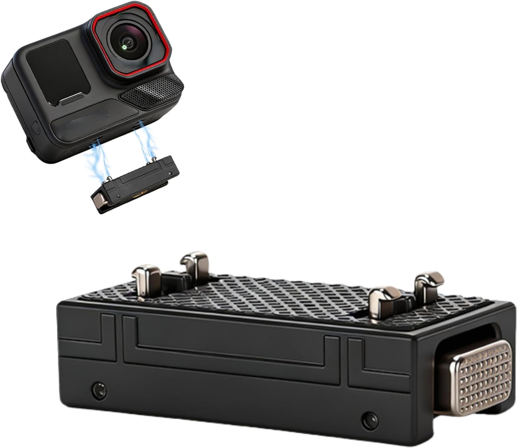 Magnetic Base Compatible with Insta360 Ace Pro/2/X5, 1/4 Metal Magnetic Quick-Release Mount, Sturdy, 2-Claw Bracket Accessory