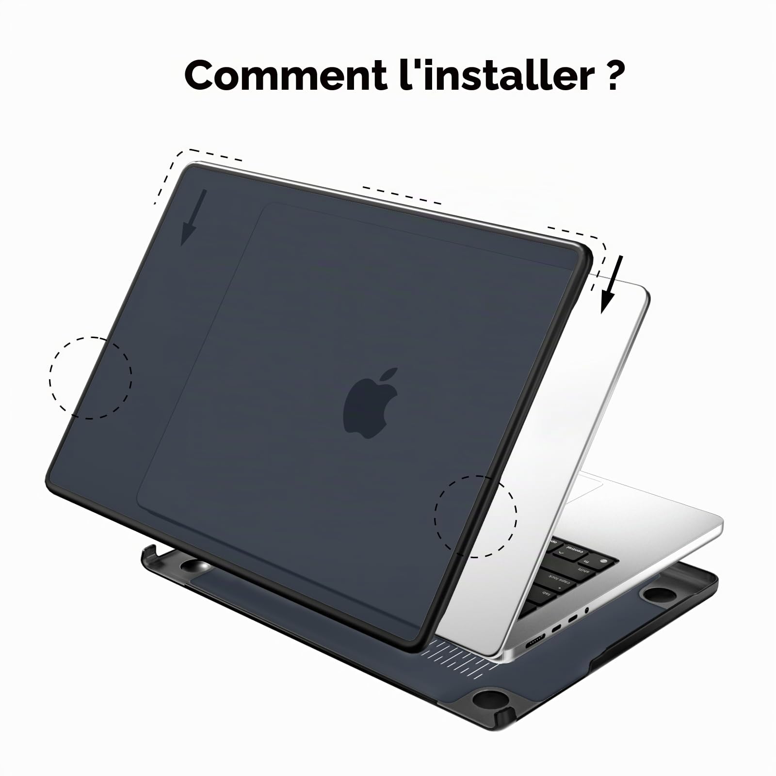 Coque Anti-craquage MacBook Pro 14 Pouces M5 M4 M3 M2 M1 Pro/Max TPU Noir PC Rigide