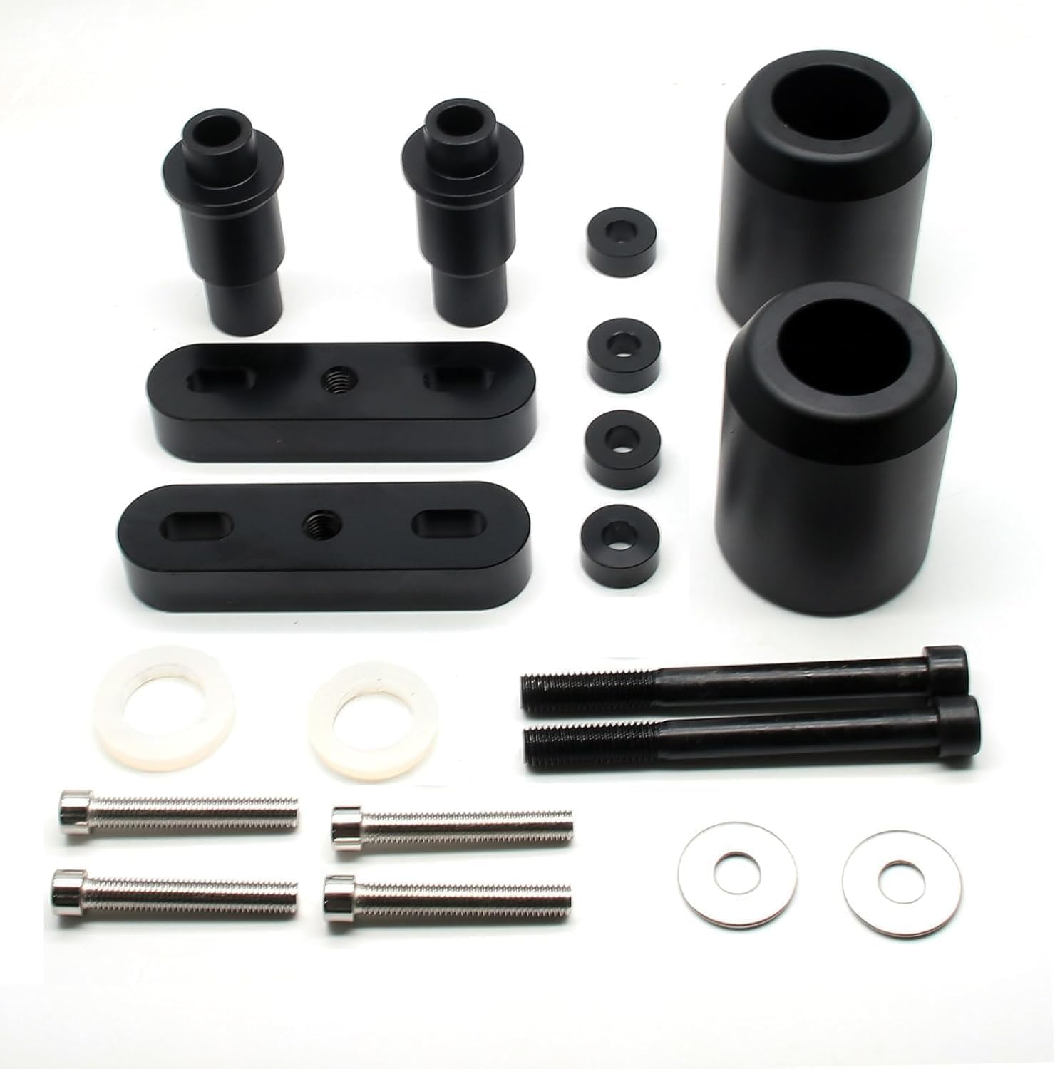 MZS Motorcycle Frame Sliders, Falling Crash Protector Guards No Cut Kits Black Compatible with 390 Models 2015-2023/200 Models 2021-2023/250 Models 2021