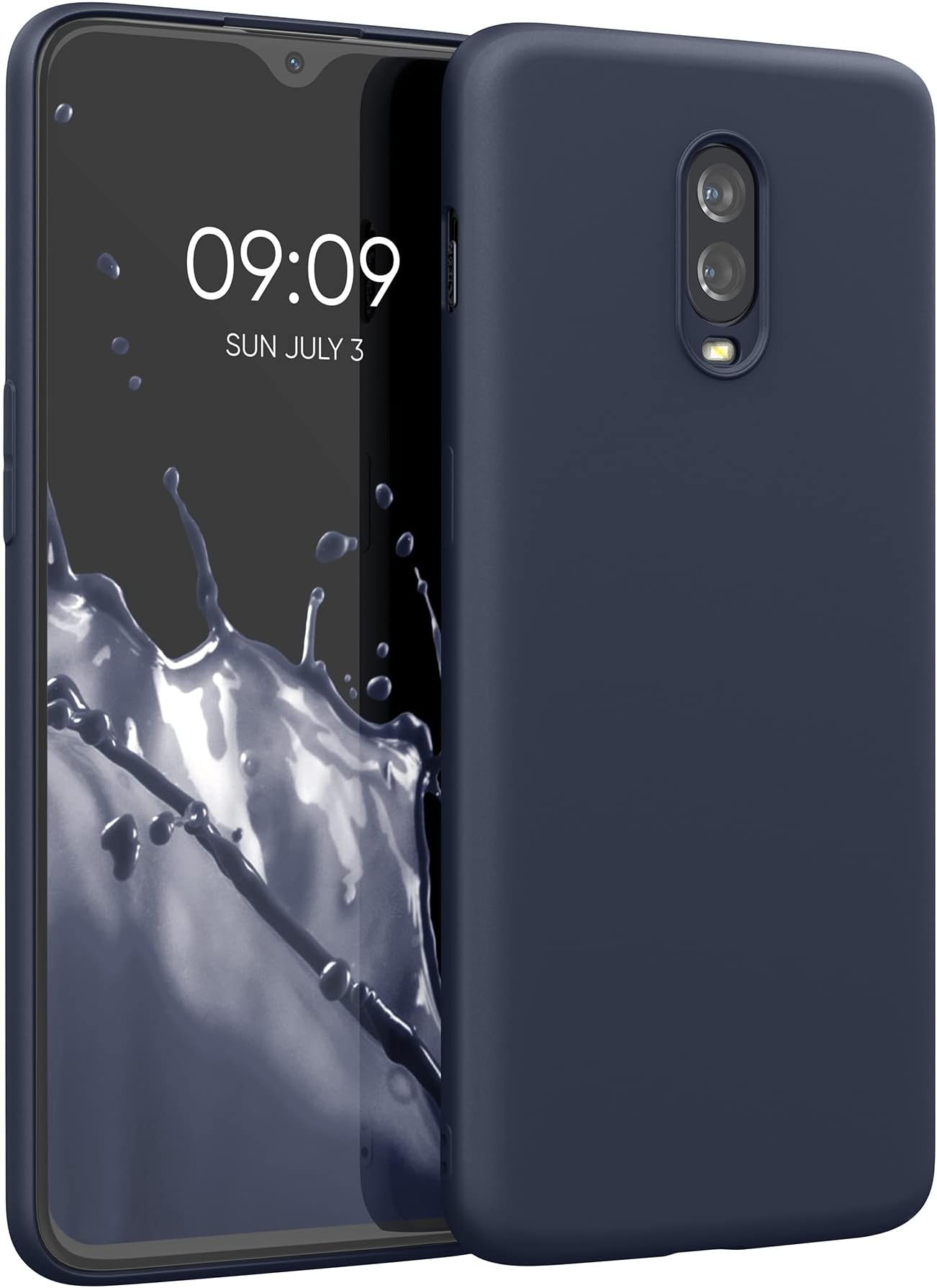 kwmobile Case Compatible with OnePlus 6T Case - Slim Protective TPU Silicone Phone Cover - Dark Blue Matte