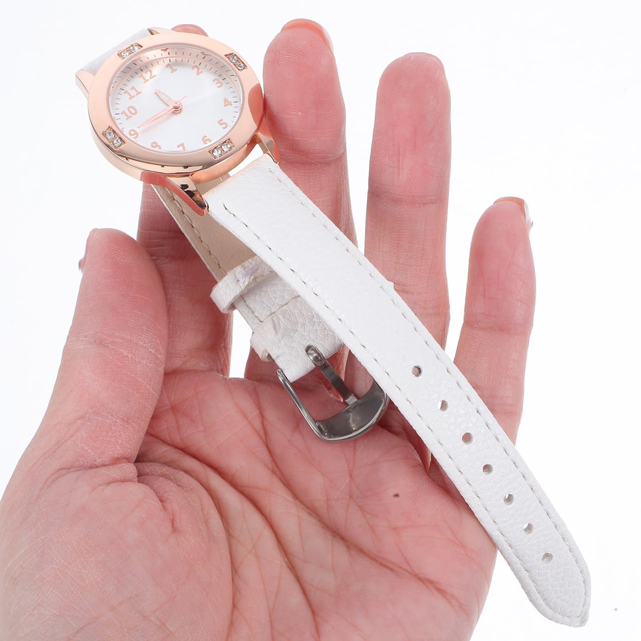 Hemobllo Studenten-Armbanduhr Weiß Frauen Quarz Wasserdicht Uhr Kristall Strass Diamant Armbanduhr Basic Uhr Studenten Armbanduhr