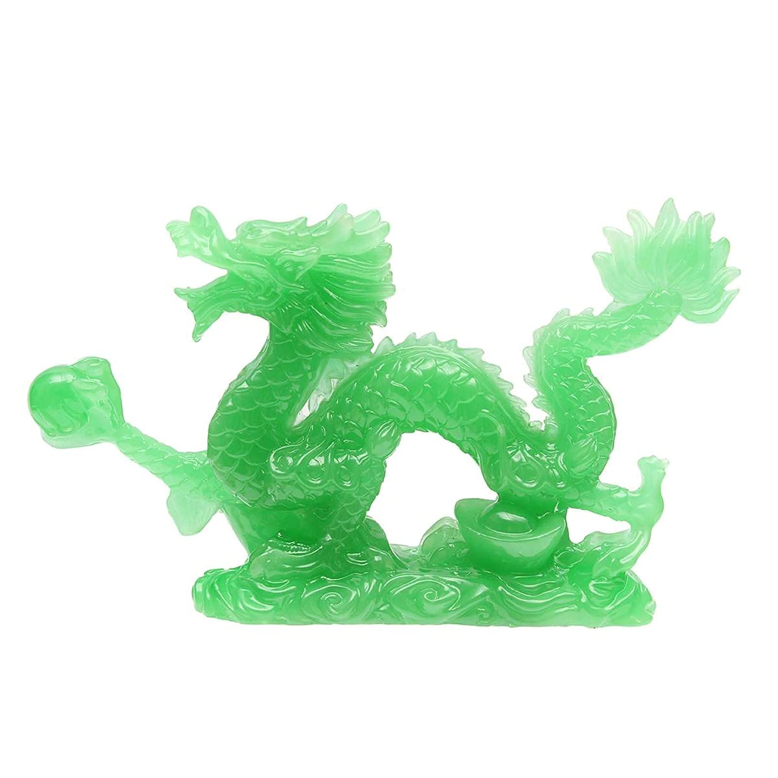Chinese Feng Shui Geomancy Dragon Green Jade Figurine Statue Ornaments For Luck And Success Decoration Home Craft 0427