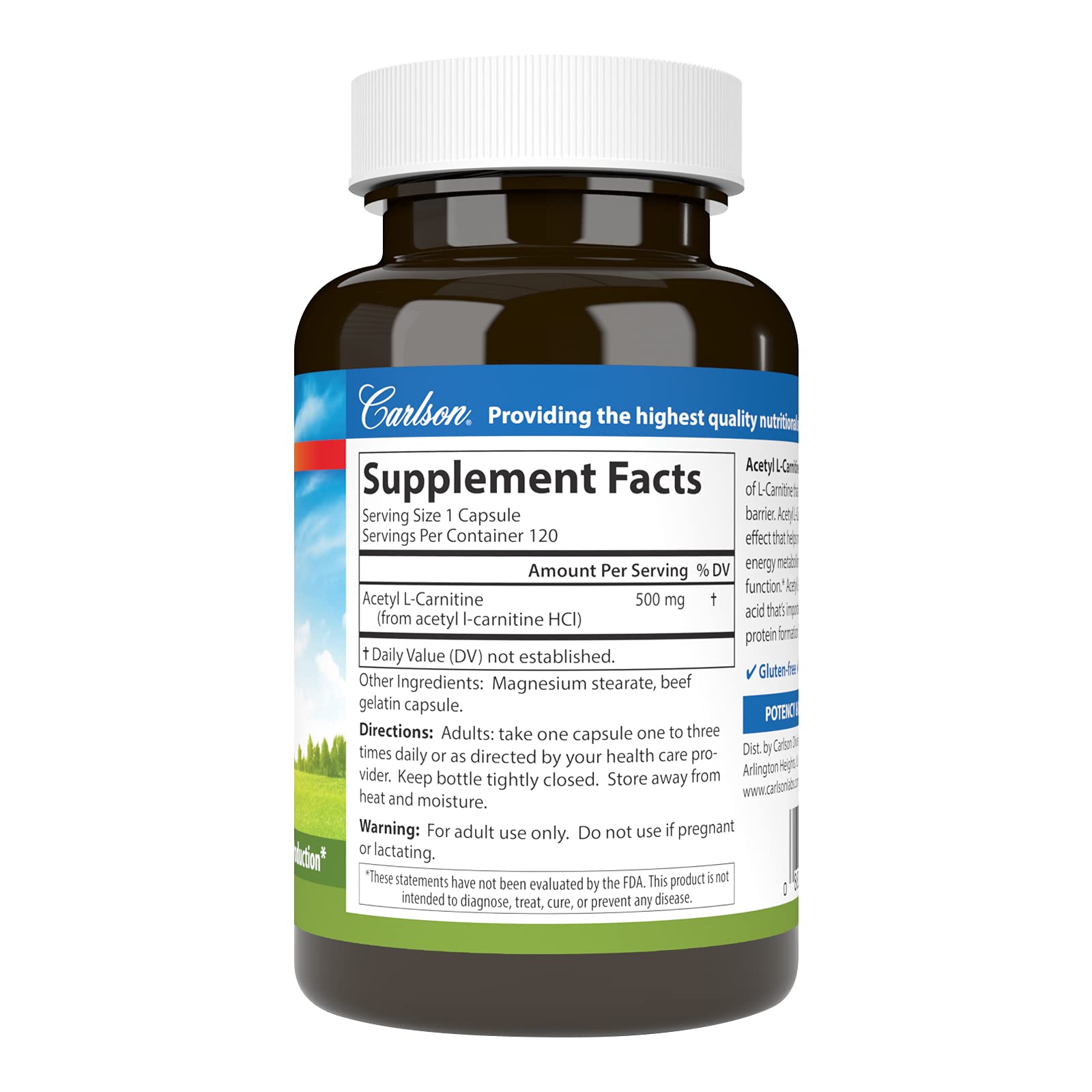 Amazon.com: Carlson Labs Acetyl L-Carnitine, 500mg, 120 Capsules : Health & Household Amazon.com: Carlson Labs Acetyl L-Carnitine, 500mg, 120 Capsules : Health & Household