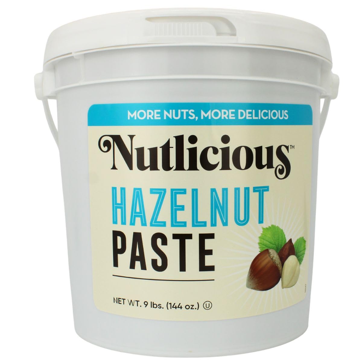 NUTLICIOUS 100% Hazelnut Paste – 9 lb Bulk Bucket, Foodservice (Made in USA)