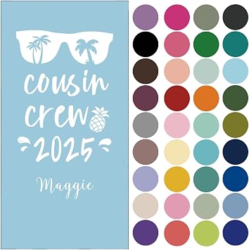 مناشف شاطئ Cousin Crew 2025 مناشف شاطئ مخصصة للأطفال، مناشف حمام سباحة مخصصة للبنات والأولاد، منشفة شاطئ للرحلات العائلية، هدية لفرقة Cousin Squad، هدايا رحلات Big Cousin، هدية إجازة عائلية