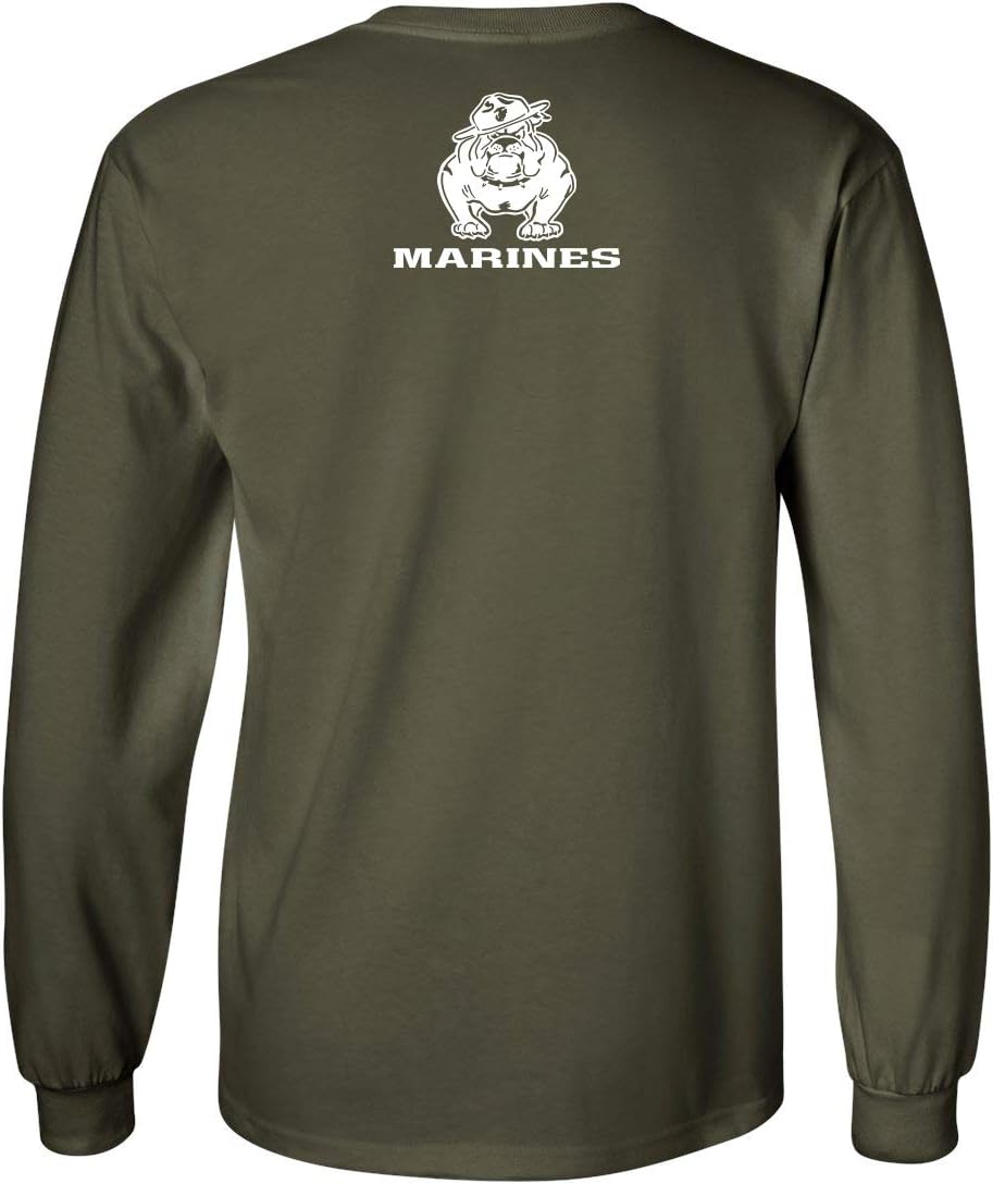 Lucky Ride Marine Corps Bull Dog Front and Back USMC Men's T-Shirt Longsleeve - Image 3