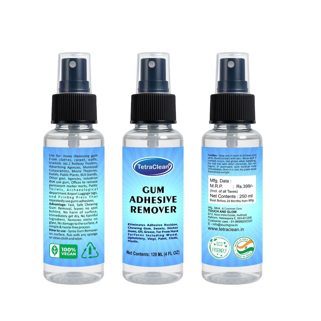 TetraClean Adhesive Remover Spray 120ml | Instantly Removes Sticker Glue, Labels & Tape Residue | Quick-Dry Formula Safe for Glass, Plastic, Metal & Wood | Ideal for Home, Office etc 3
