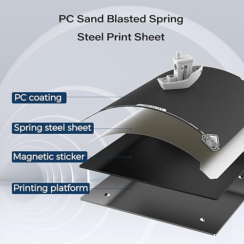 Miniatura 2 de Creality Placa de construcción original oficial Ender 3 S1, superficie de textura de 9.252 x 9.252 in, hoja PEI, magnética, extraíble, flexible,