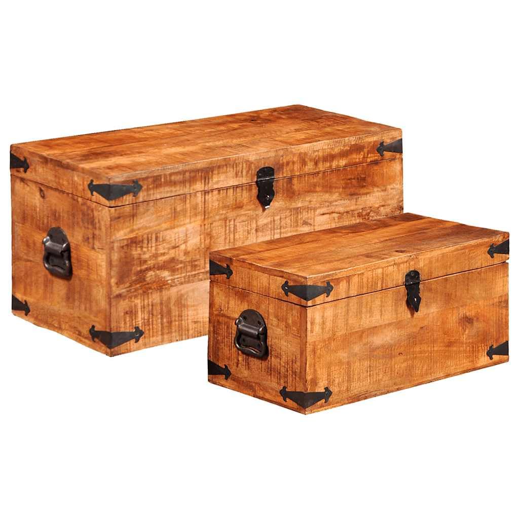 vidaXL Juego de cofres de almacenamiento 2 uds madera de mango rugosa