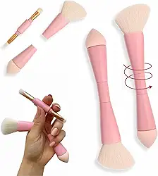 Pincel Maquiagem Multifuncional 4 Em 1 Portátil Para Viagem - Cerdas macias - Vegano - Cruelty-Free - Latex-Free