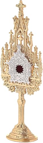 Miniatura 3 de Holyart Mini relicario neogótico en latón dorado h 8.9 in