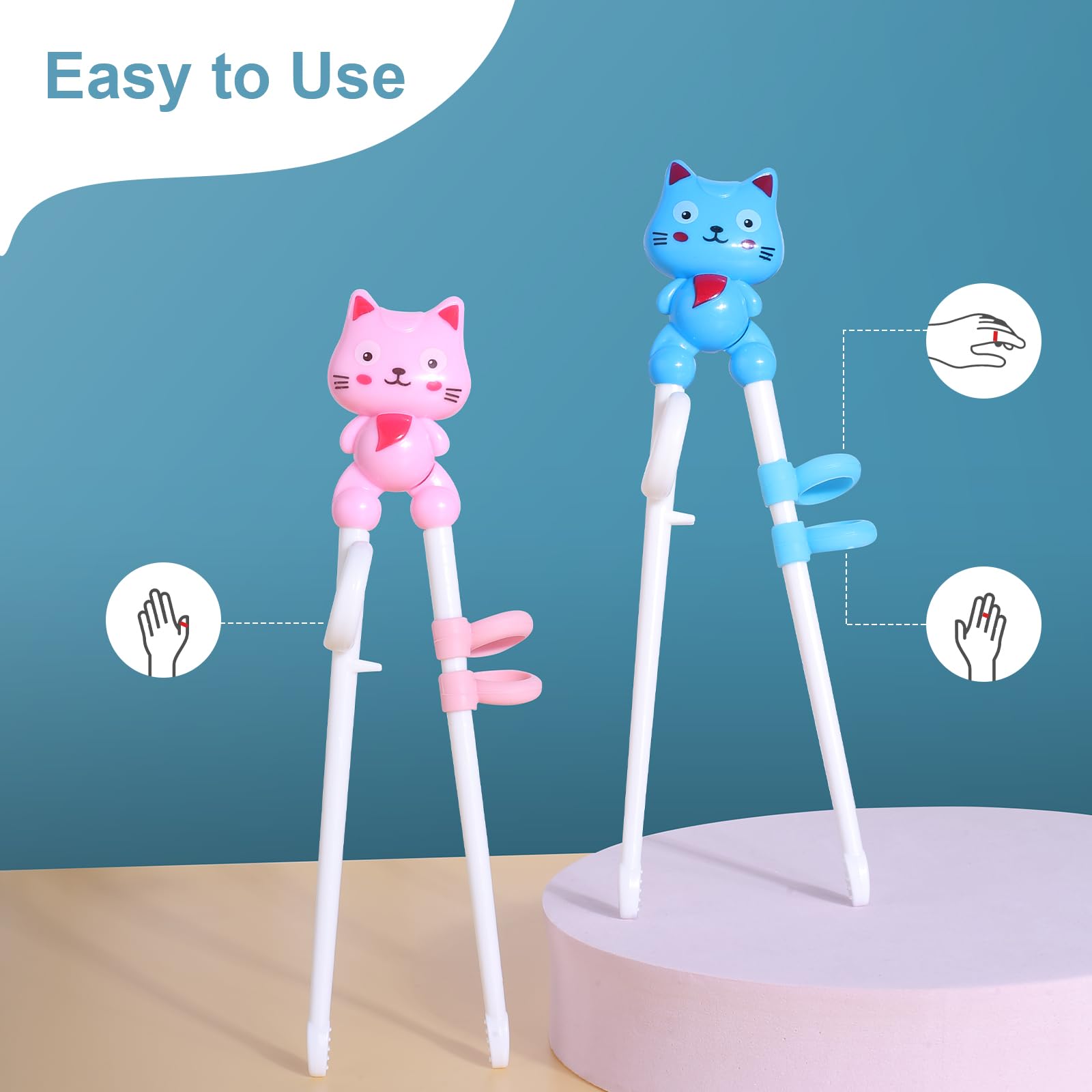 Set Allenamento Bacchette Per Bambini | 2 Confezioni | Con Silicone E Scatola | Riutilizzabile E Facile Da Pulire | Per Imparare A Mangiare - Foto 3