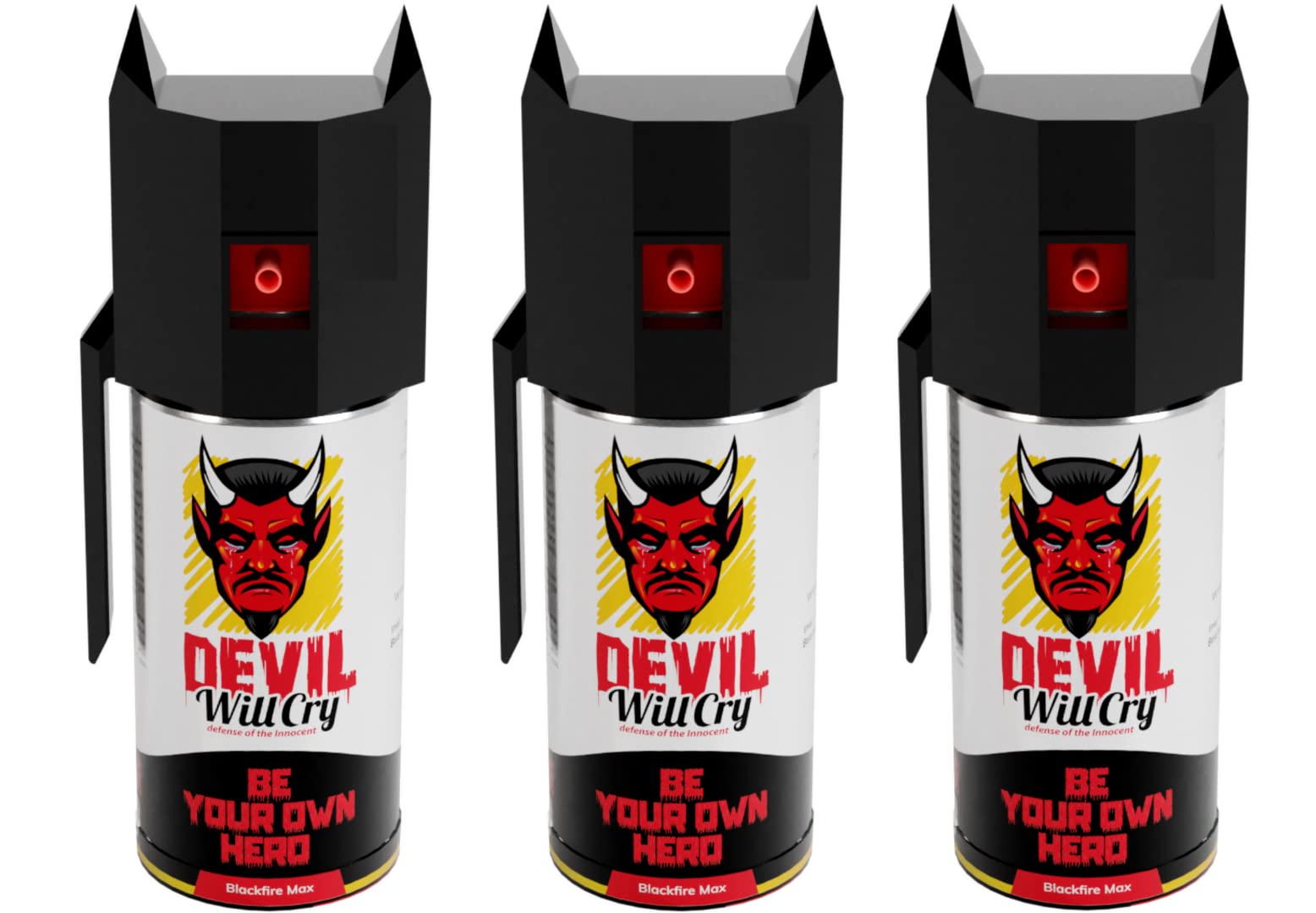 Devil will cry Pepper Spray for Women Safety Self Defence of Men, Girls and Elderly with Glass Breaker Cap and Holster 35G, Set of 3, Black