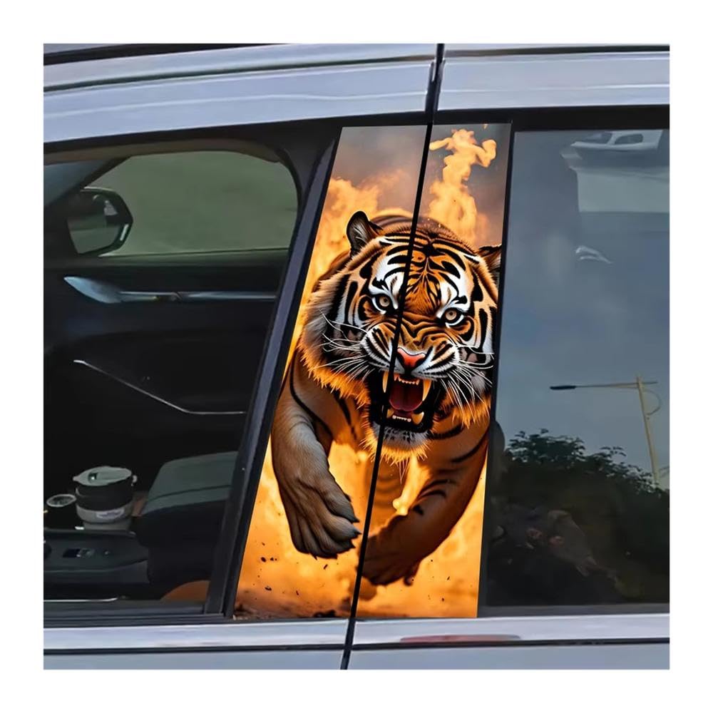 Bertdcx One Color Flame Tiger Car B Pillar Sticker Self Adhesive Vinyl Decal Auto Parts