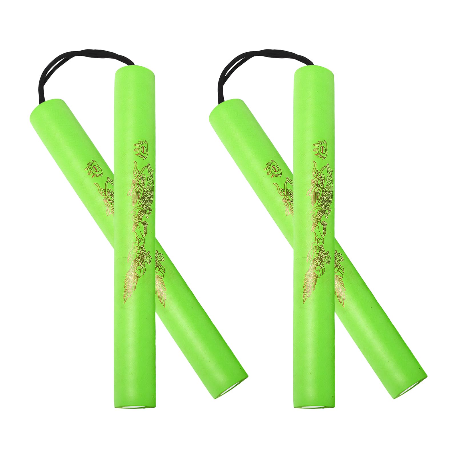 ZDNT 2 Pairs Foam Nunchucks,Safety Practice Nunchaku with Rope,Martial Arts Nunchucks,Foam Training Nunchucks Portable Training Nunchuck Foam Martial Arts Nunchucks for Beginners (Green)