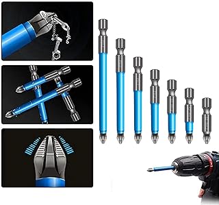 Magnetic Anti-slip Drill Bit, 7pcs Phillips Screwdriver Bit Set, S2 Alloy Steel Long Bits, 1/4 Hex Shank, Fine Tooth Design, Strong Magnetism, 25mm-150mm PH2