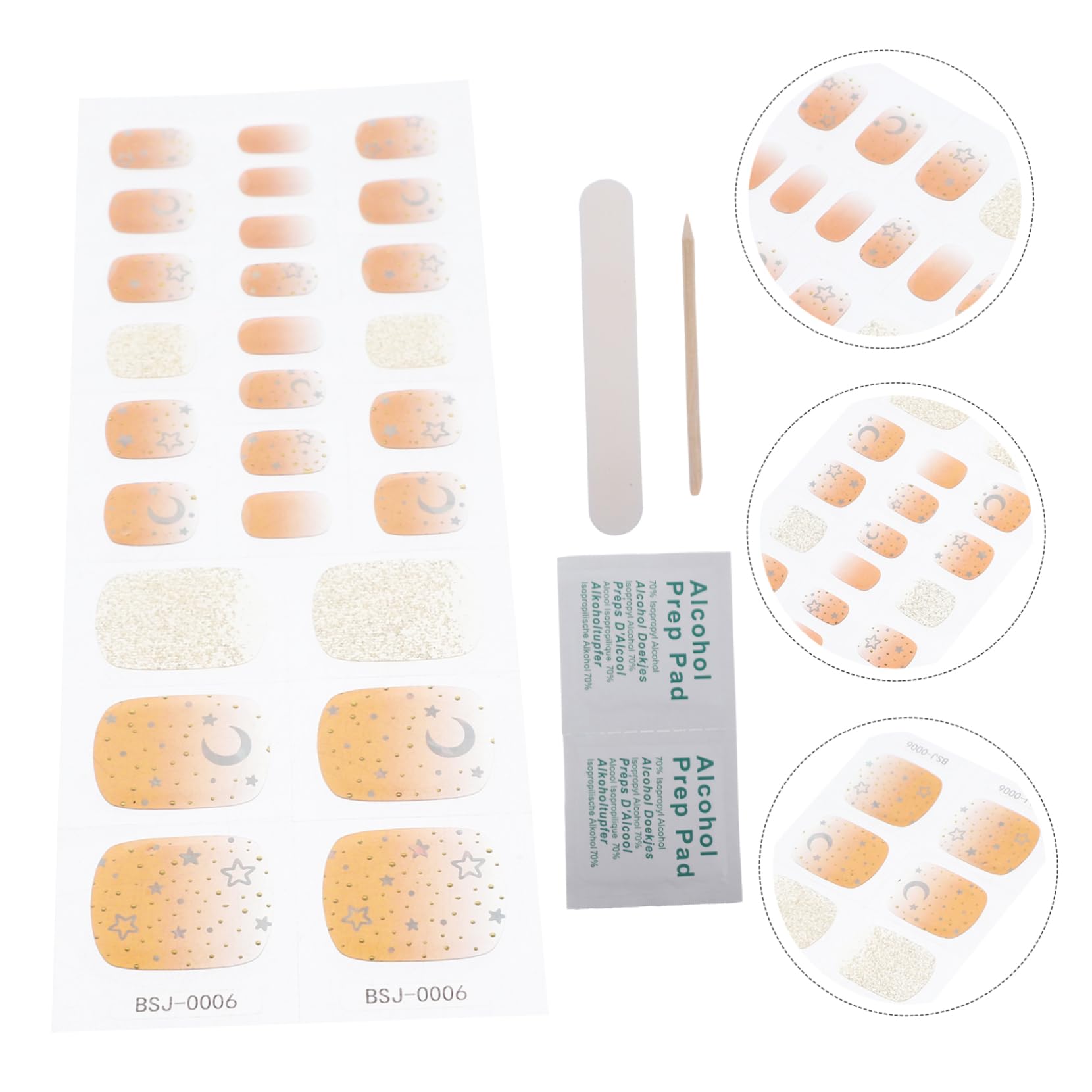 4 set di adesivi in gel da donna, autoadesivi, per unghie decorative, facili da applicare, con lima per unghie e asta di legno, versatili per unghie finte e altro ancora