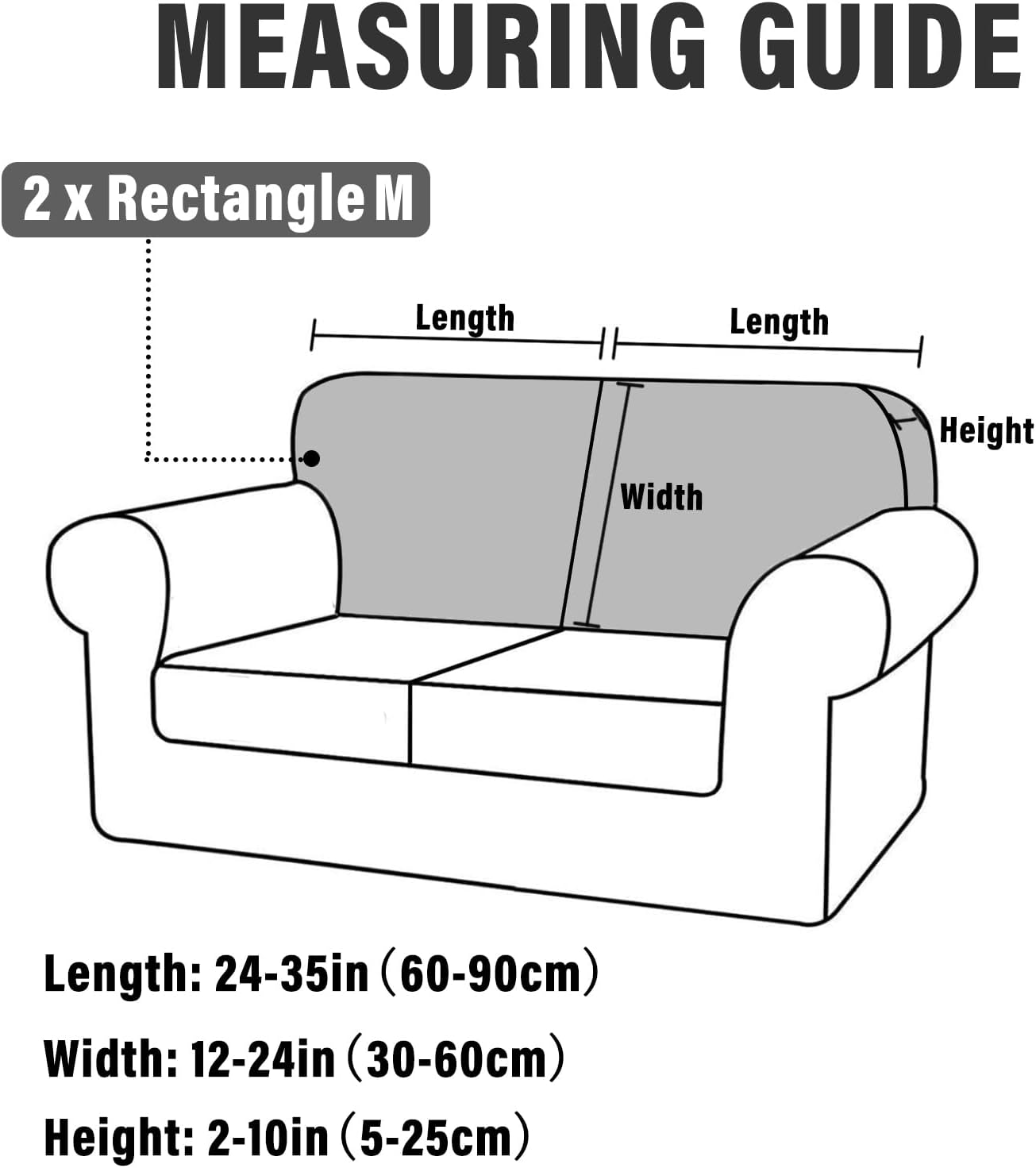 UNBBRRL Stretch Velvet Couch Backrest Cushion Covers, Soft Couch Back Cushion Protect Cover, Sofa Back Slipcover for Armchair Loveseat Sofas (Ivory,2 Rectangle M)
