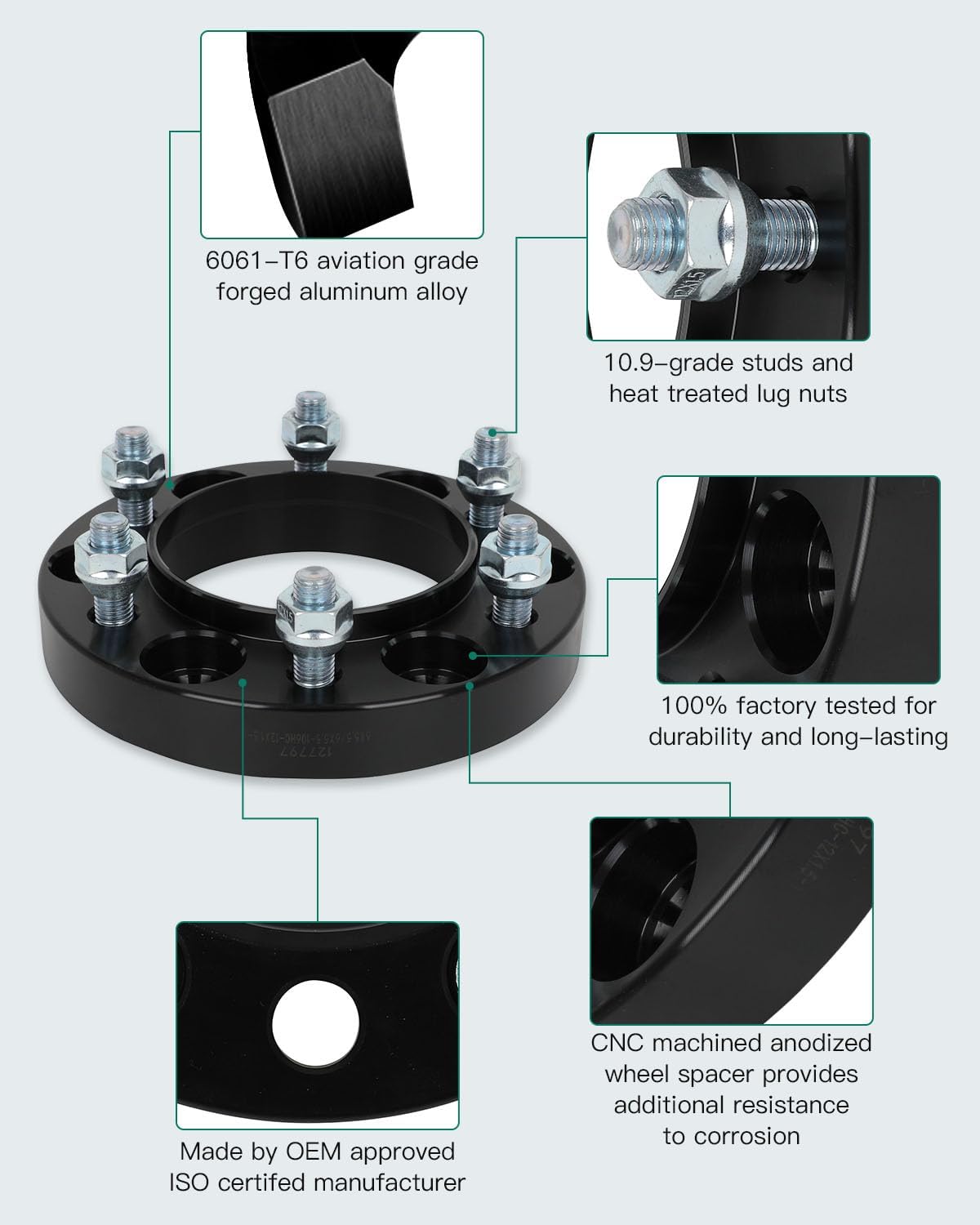 AINTIER 1" 6x5.5 Wheel Spacers Hub Centric 6 Lug 12x1.5 106mm Compatible with for for 4RUNNER 1989-2023| for for Tacoma 1995-2023(Set of 2)
