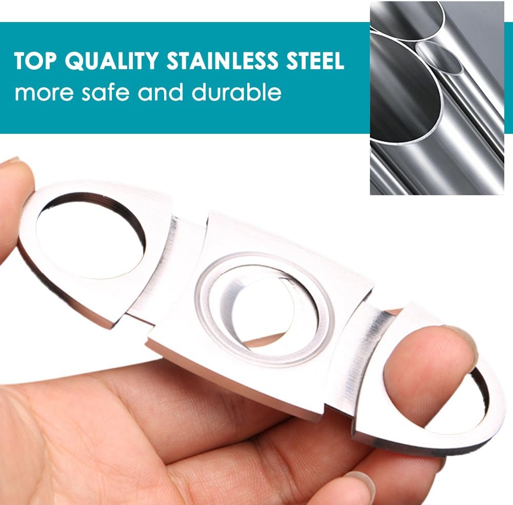 Cigar Cutters 2pcs/Pack- Smoking Accessories- maxin Stainless Steel Double Guillotine Cutter Blades Perfect for Robustos and Churchill Cigars.