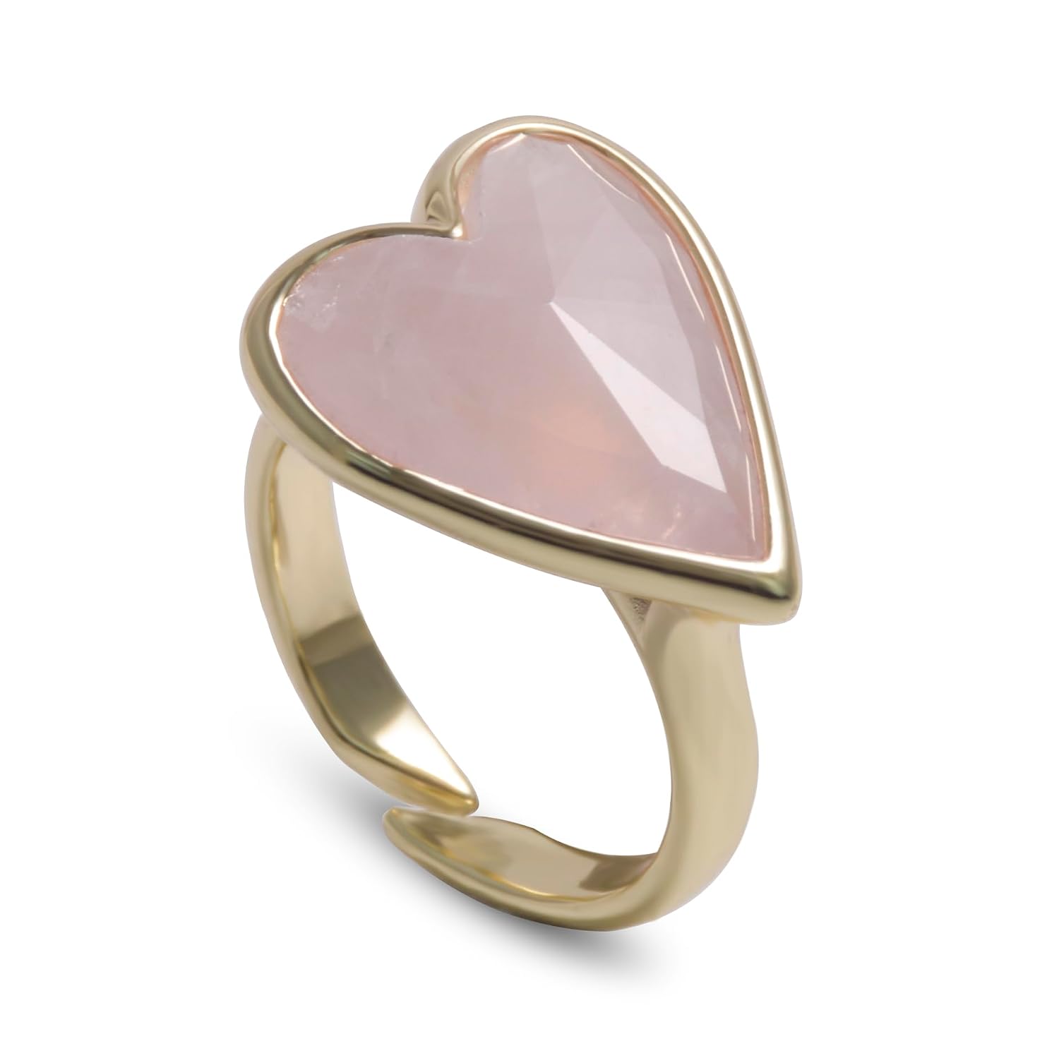 Natural Gemstone Ring, Heart Shape Genuine Crystal Quartz Amethyst Amazonite Rose Quartz Rings for Women, 14K Gold Plated Adjustable Crystal Rings. - Image 7