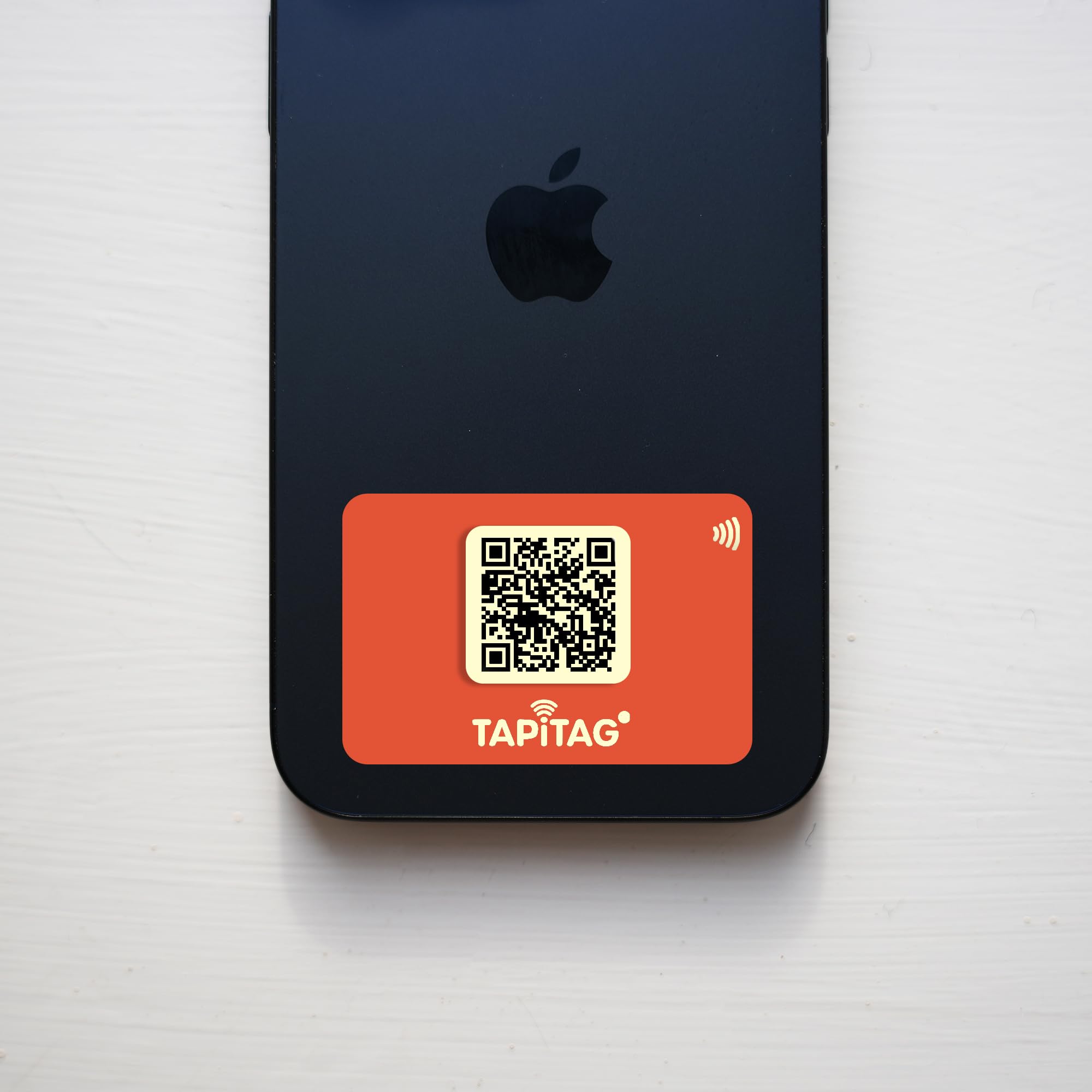 TAPiTAG Mini NFC Digital Business Card Sticker – Tap or Scan Contact Sharing Tag with QR Code – No Subscription – Stick to Phone – Compatible with iPhone & Android (Terracotta & Cream)