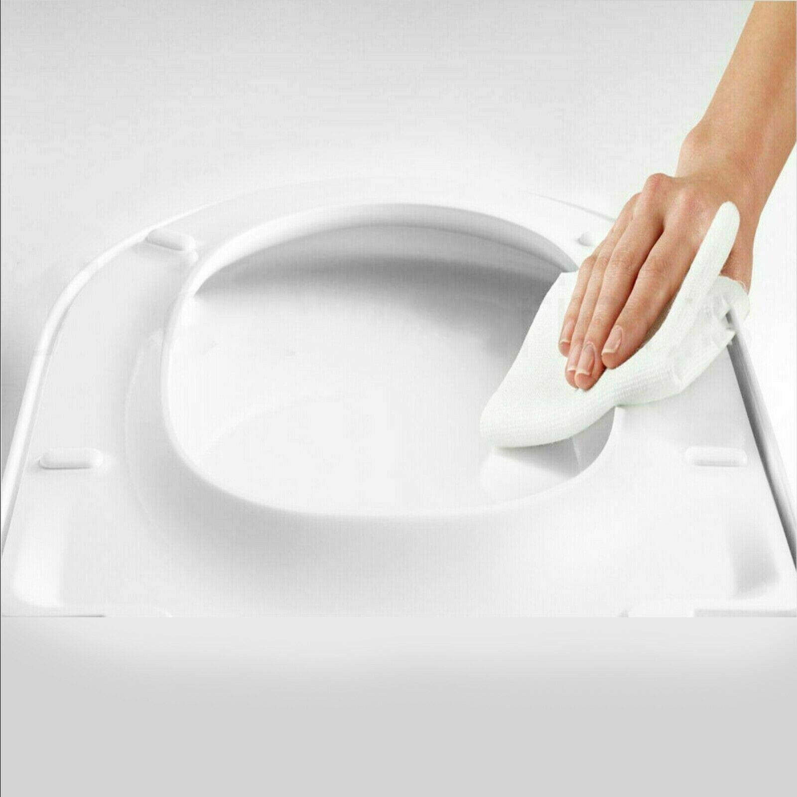 Royalswill Toilettendeckel, D-Form Toilettensitz, WC Sitz mit Absenkautomatik, Quick Release Funktion, Antibakteriell Klodeckel aus Duroplast mit Scharnieren, Toilet Seat WC Deckel Klobrille, weiß