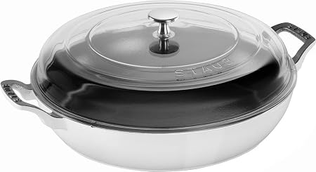 STAUB Cast Iron Braiser with Glass Lid, Dutch Oven, 3.5-quart,