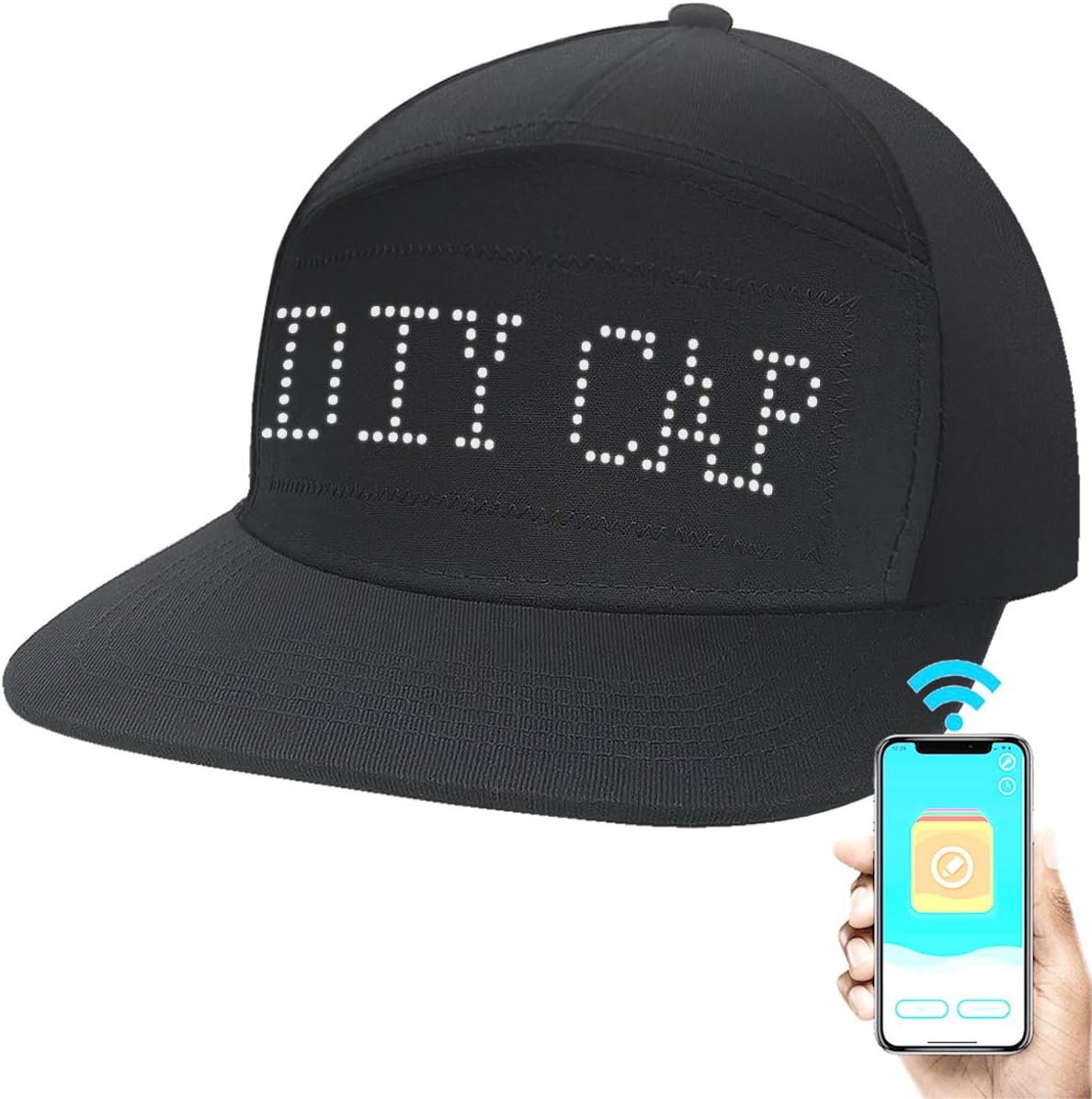 XUNPAS LED Hats for Men Baseball Halloween Birthday New Year's Christmas Party Supplies Hat Black … (Black Hat, White LED Lights)