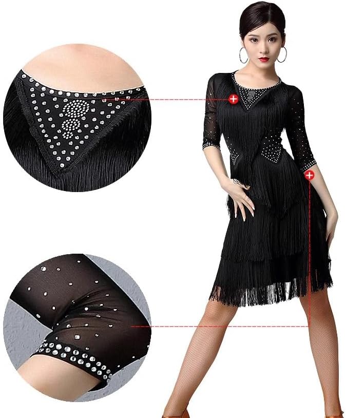 Fringe Latin Dancing Outfit Tango Dancing Clothes for Women Ballroom Dance Training Dresses Cha Cha Dancewear