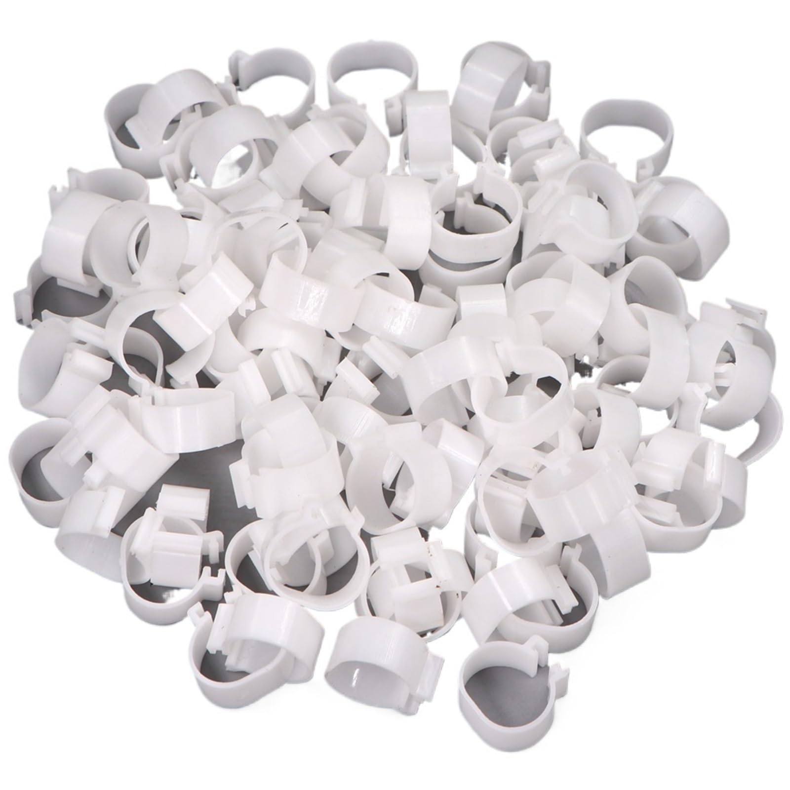 Chicken Inner Diameter 16/18/20/25mm Foot Ring Without Text Label Buckle Poultry Leg Chick Duck Goose Animal Identification Tool for Easy Flock Management(White 100PCS,20mm)