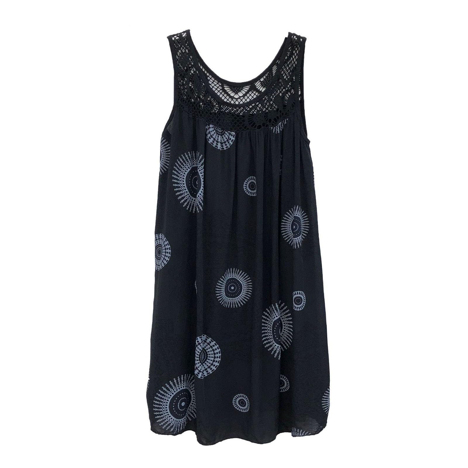 SHOBDW 2024 Vestidos Mujer Verano Nuevo Floral Vestidos-Casual Cuello Redondo Sin Mangas Suelto Retro Elegante De Fiesta Mujer Cortos Talla Grande Beach O-Neck Maxi Cortos Playa Cortos Fiesta Vestidos
