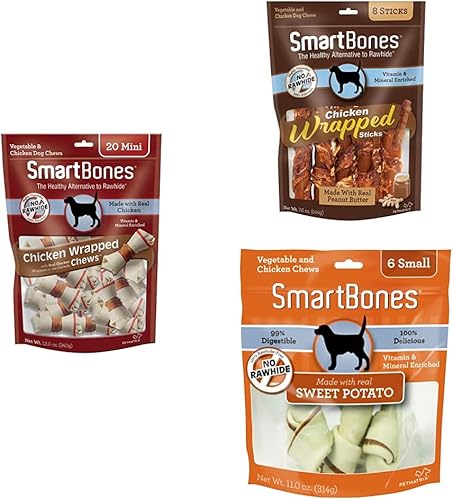 SmartBones Masticables, envuelto en pollo, mantequilla de maní, sabores de batata