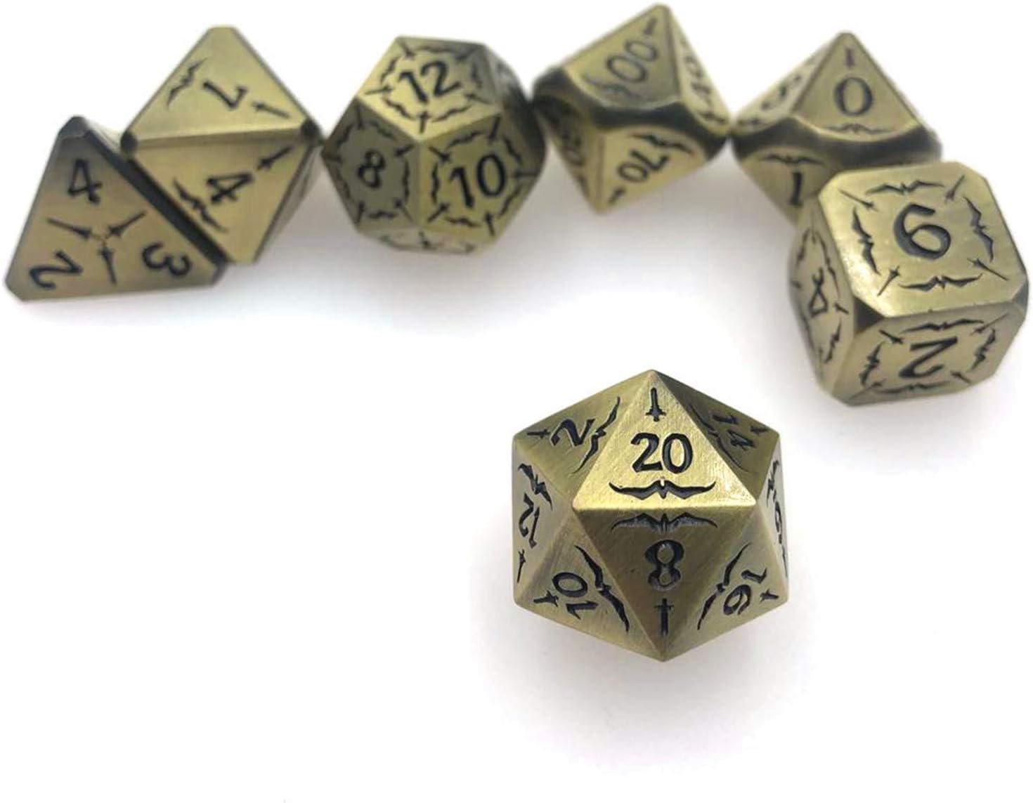 Metal Dice Set D&D, Dungeon Dragon Dice, DND Rainbow Unique Skull Polyhedral Sharp Edge Role Playing Heavy Metal Dice Mtg Dragon Eye Dice (Bronze)