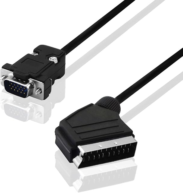 BestPlug 2 Metre D-SUB Scart Cable, S-VGA Male to Scart Male, Black (Improved Version v1.08)
