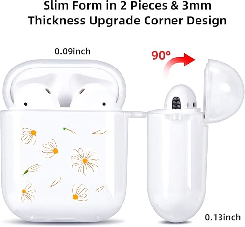 Miniatura 9 de Funda transparente suave para AirPod 1 y 2 con clip de mosquetón para llavero, funda de dinosaurio para parejas, funda transparente para auriculares