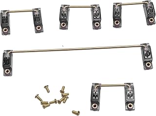 ASHATA Mechanical Keyboard Stabilizer, Translucent Gold Plated PCB Screw in Stabilizer, 6.25U 2U Keycap Stabilizer with Gold Plated Screws, for DIY Customized Mechanical Keyboard(Black)