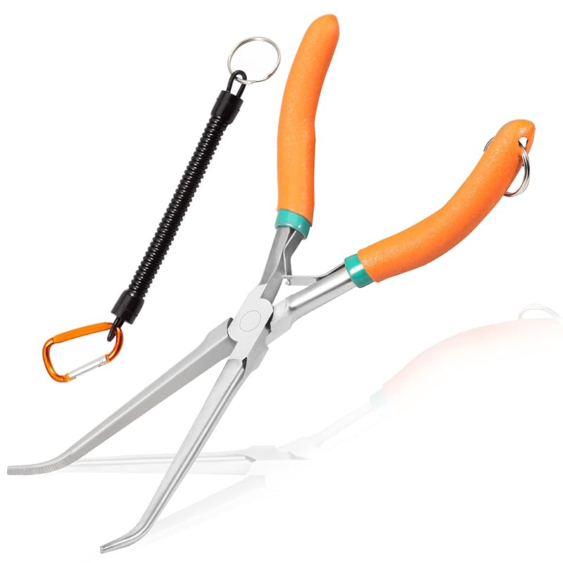 Alicate de Bico Longo Curvo LEONTOOL com Mandíbulas Serrilhadas para Eletrônica e Artesanato 17 cm