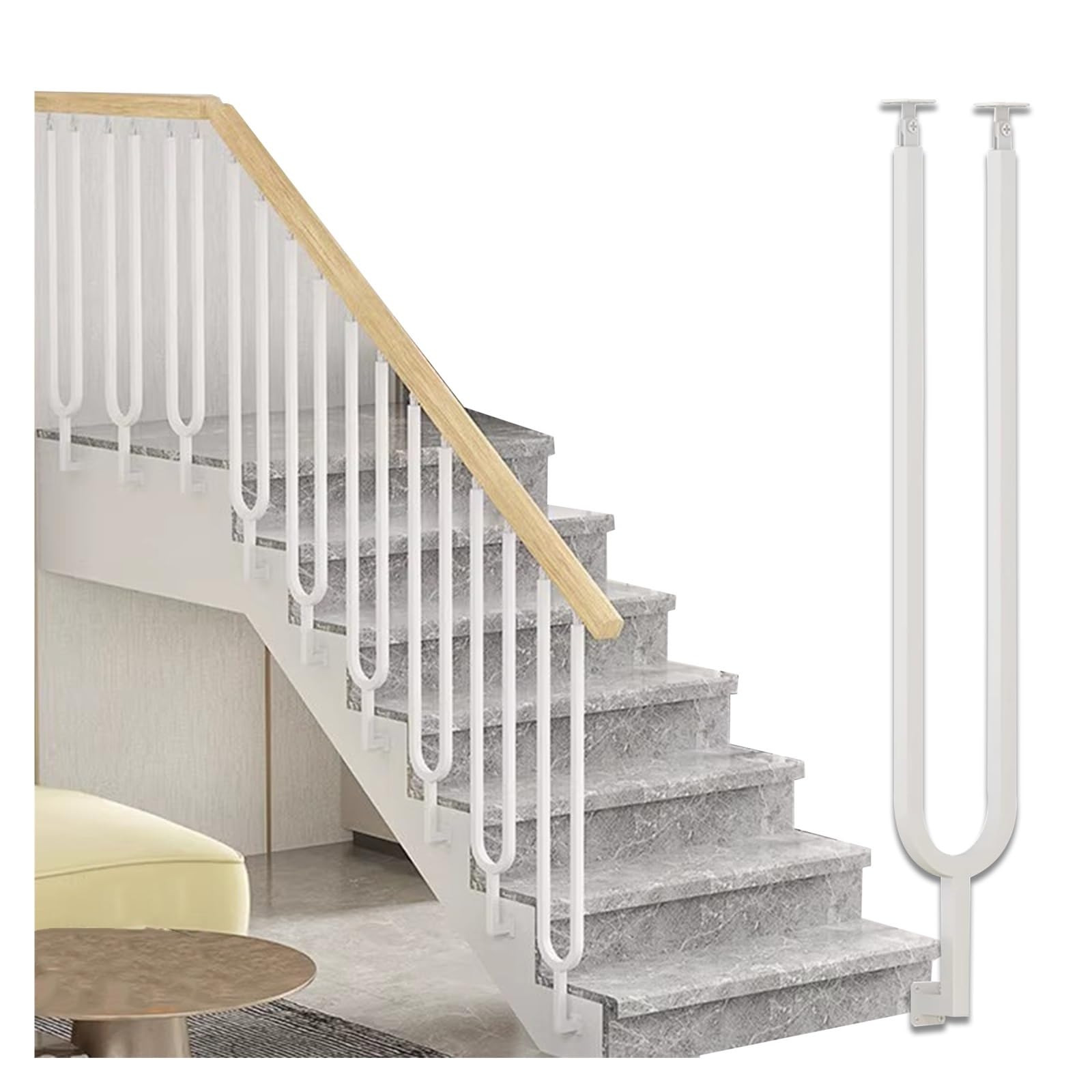 Rambarde d'escalier réglable en fer forgé noir de 95 cm de hauteur
