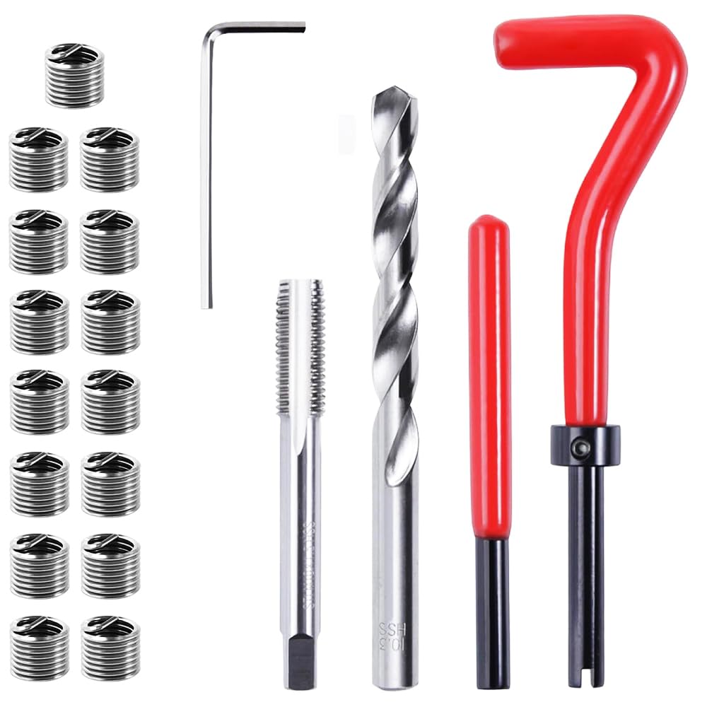 Kit di riparazione filettatura M10 x 1,5 mm, kit di riparazione per filettatura in acciaio inox, compatibile con Helicoil Coil