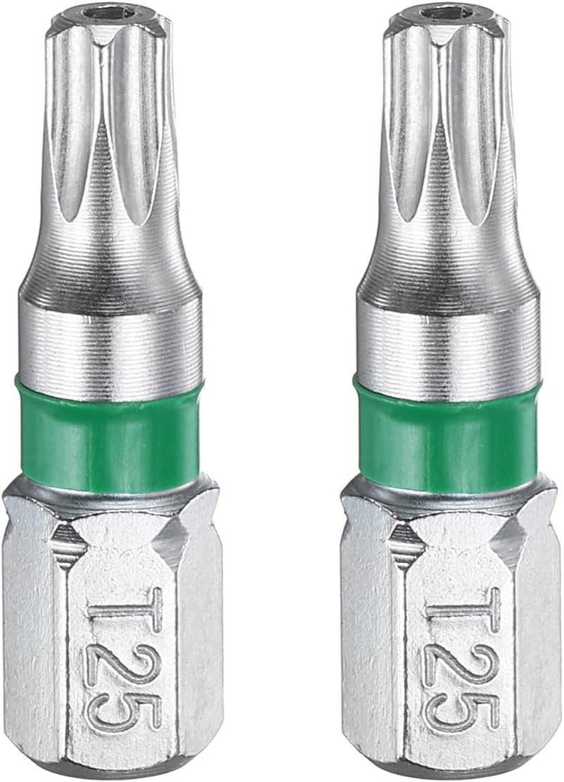 HARFINGTON 2pcs Torx Screwdriver Bit T25H 1/4" Hex Shank 25mm/1" Length Magnetic Star 6 Point Head Hex Bits S2 Steel Electric Screw Driver Bit with Hole Torx Head