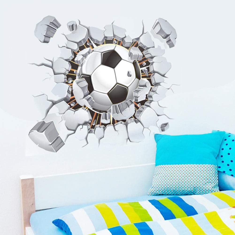Casecover 3D Broken Wall Football Environment Layout Tv Background Wall Decoration Removable Wall Stickers