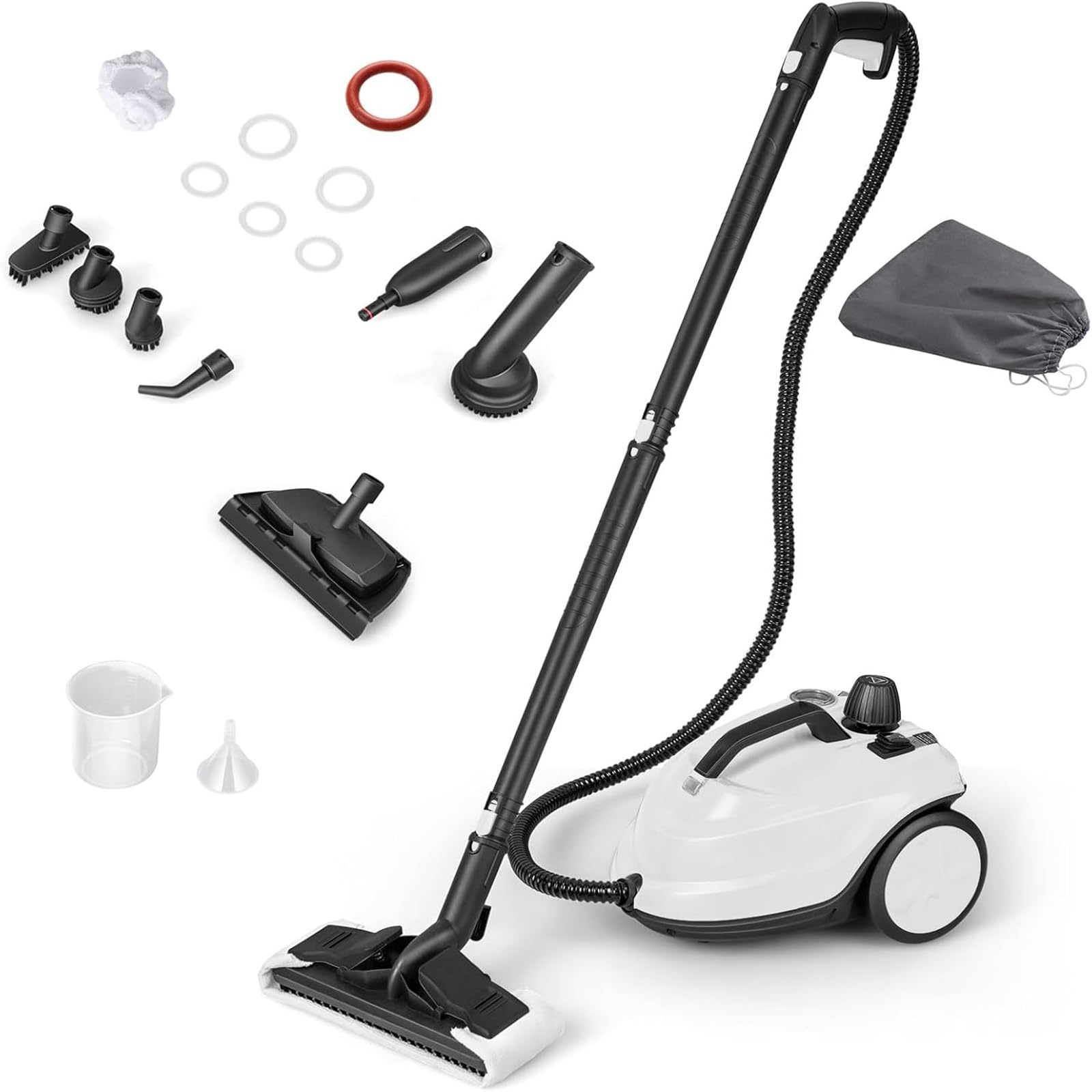 Nettoyeur vapeur haute pression pour tapis et rideaux avec roues (Blanc)